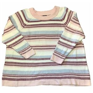 Lands' End Women’s Drifter Crew Neck Striped Sweater 3X Pullover EUC Multicolor